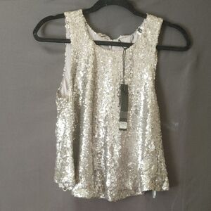 BKE Silver Sequin Tank Top